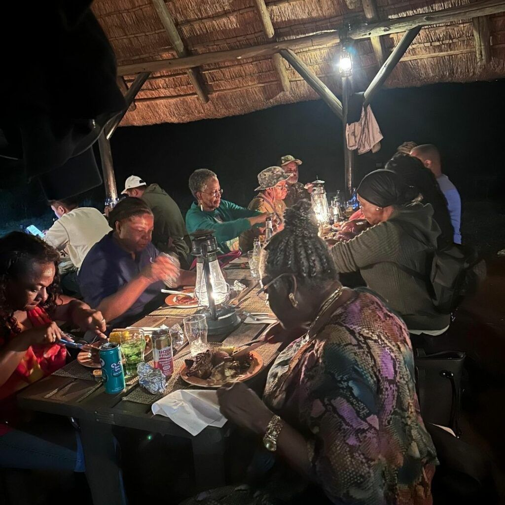 Guests enjoying a boma dinner